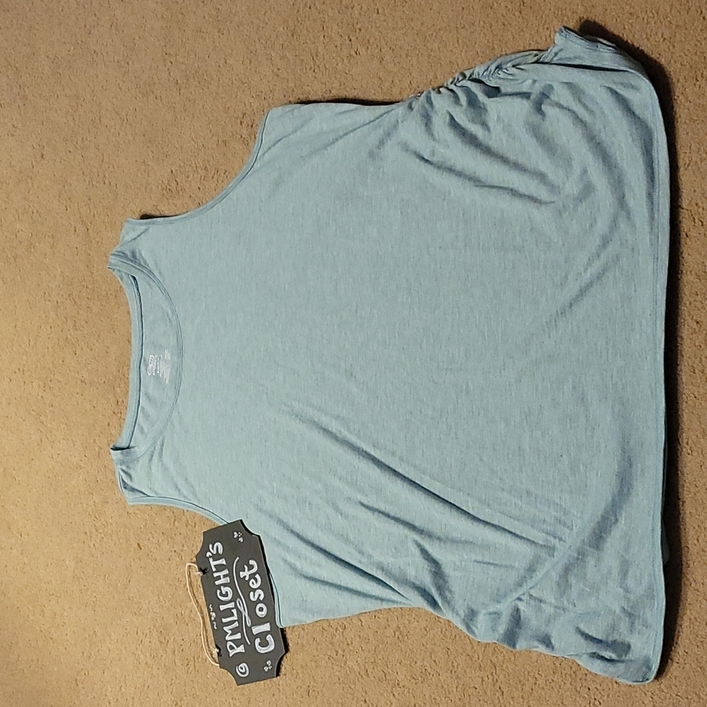 Athletic Works XL Sleeveless Top Spearmint Heather Gathered Sides